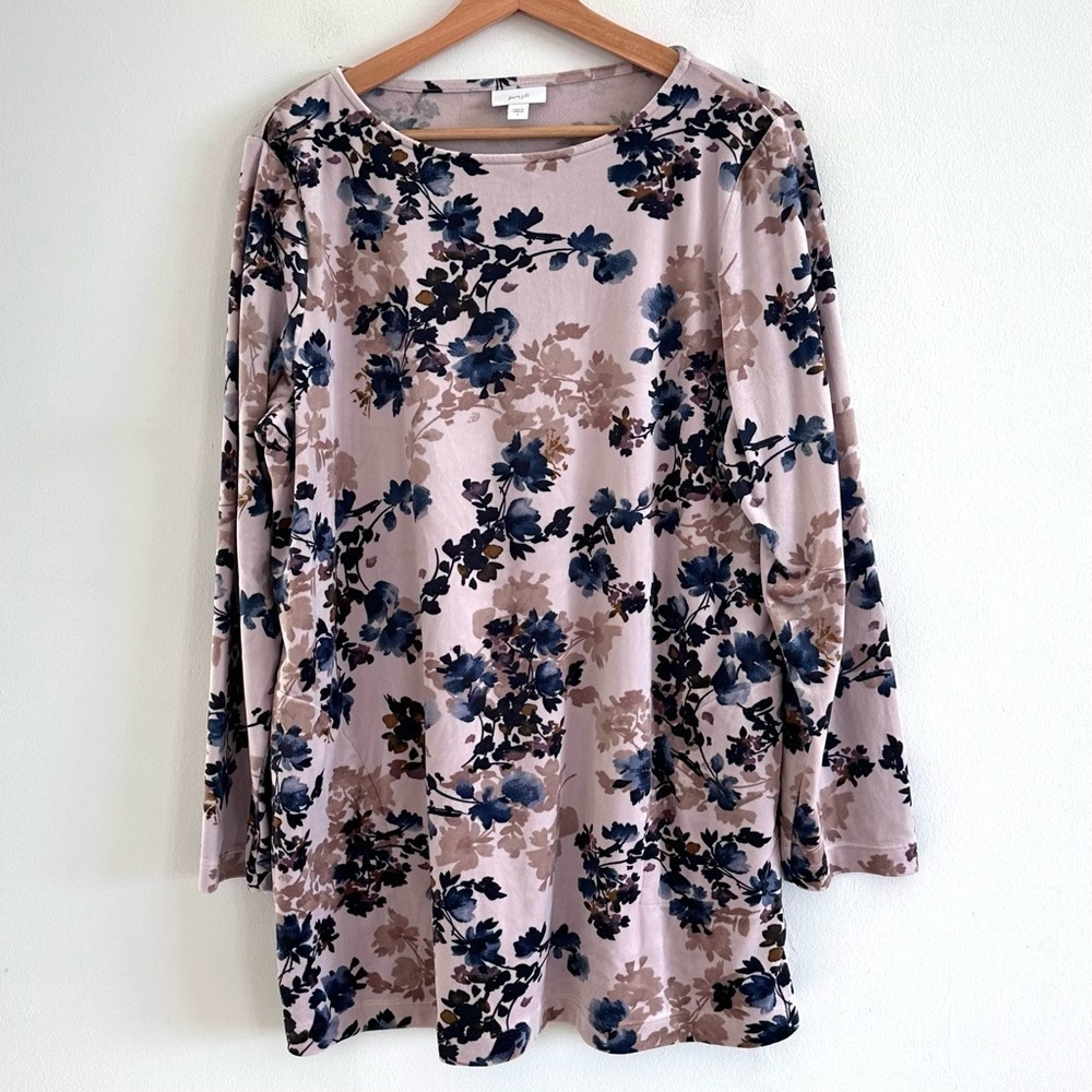 J. Jill soft velour floral longline tunic with pockets large